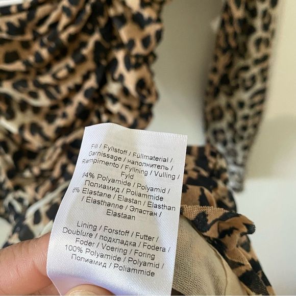 GANNI Ruched Leopard-print Stretch-mesh Mini Dress - Picture 10 of 11